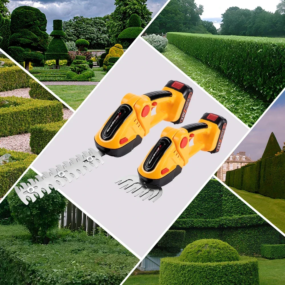 2 IN 1 Cordless Electric Hedge Trimmer 20000RPM Rechargeable Handheld Household Shrub Weeding Pruning Mower Garden Tools