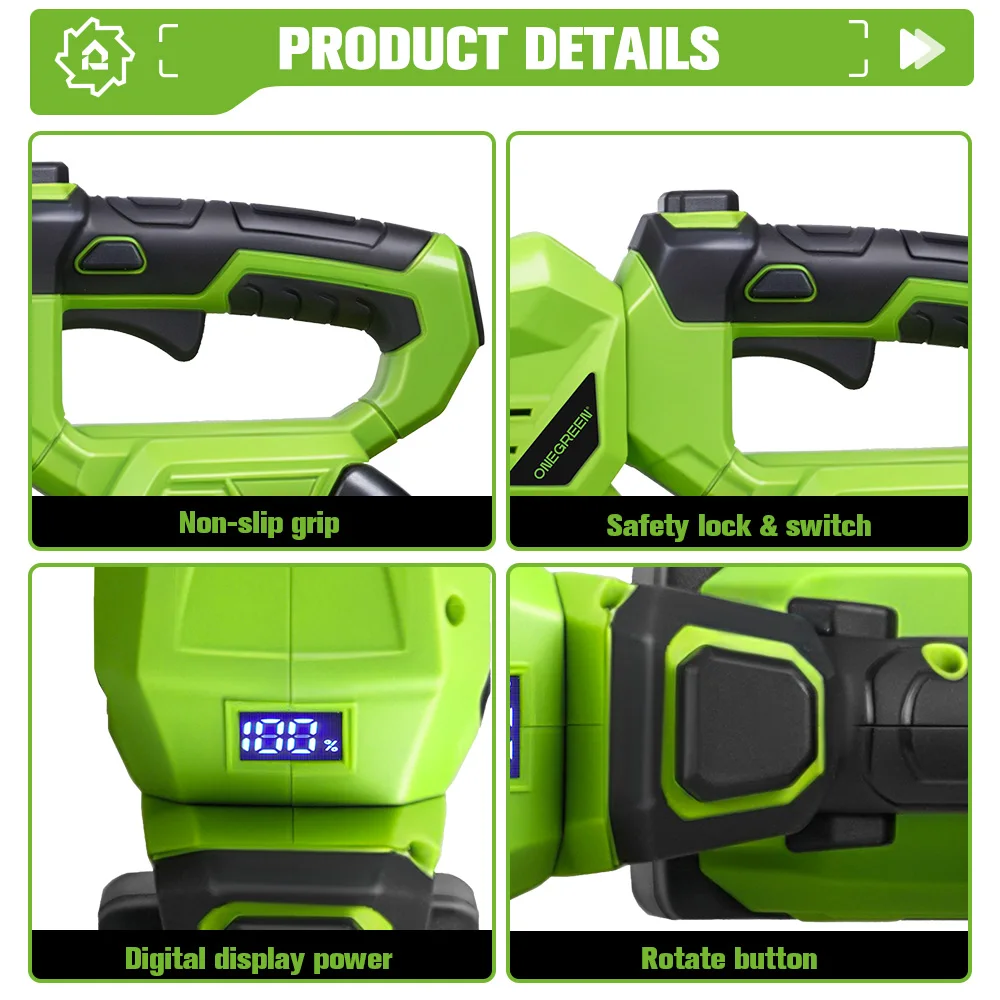 ONEGREEN 2000W Cordless Electric Hedge Trimmer 25000RPM Multifunctional Lawn Garden Pruning Power Tools For Makita Battery Pin