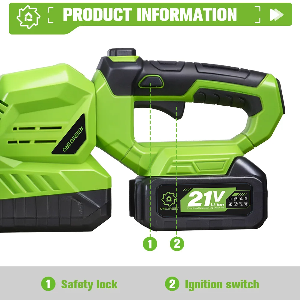 ONEGREEN 2000W Cordless Electric Hedge Trimmer 25000RPM Multifunctional Lawn Garden Pruning Power Tools For Makita Battery Pin