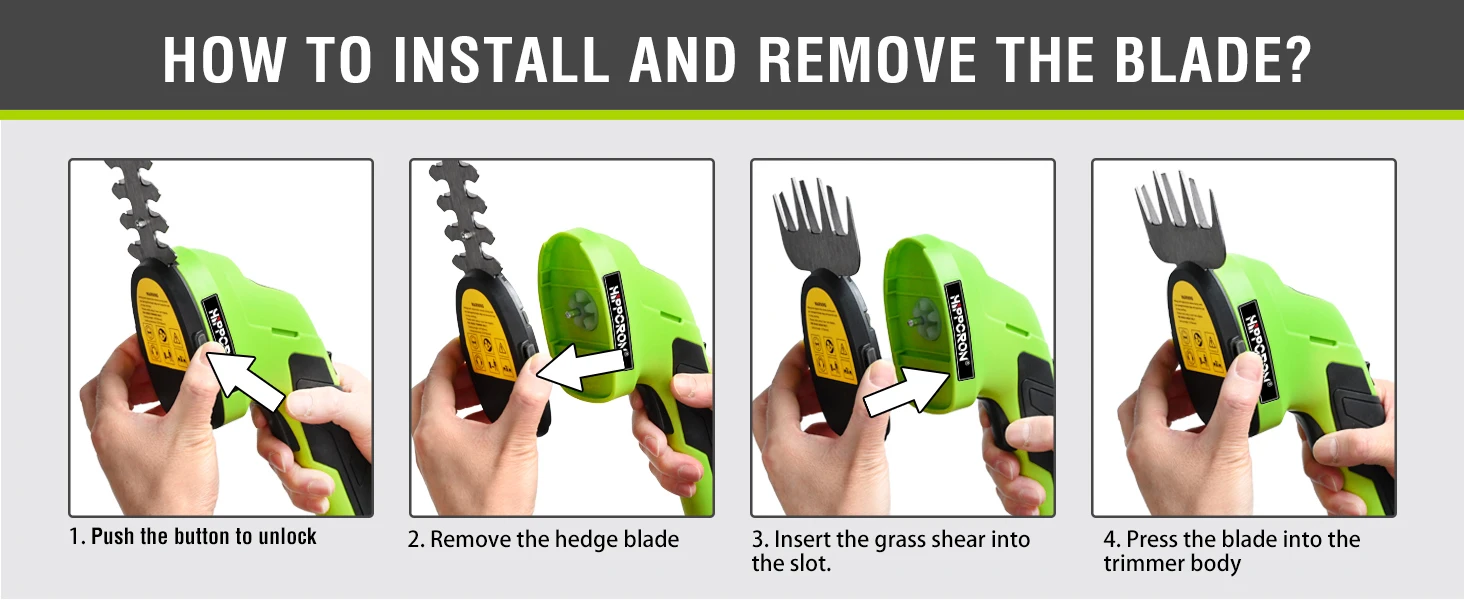 Hippcron 2-in-1 Handheld Electric Hedge Trimmer Small Household Lawn Mower Lightweight Shrub Trimmer Green Garden Bush Trimmer