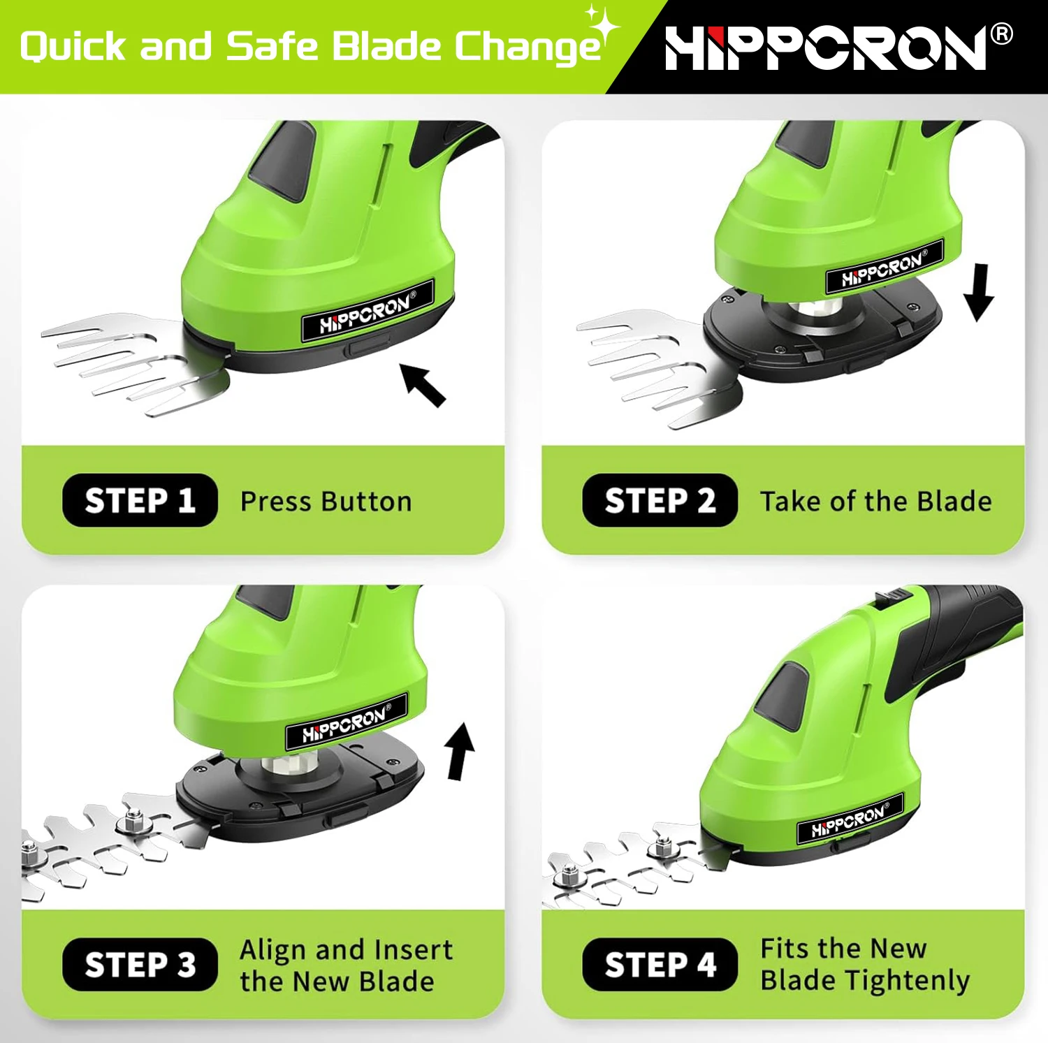 Hippcron 2-in-1 Handheld Electric Hedge Trimmer Small Household Lawn Mower Lightweight Shrub Trimmer Green Garden Bush Trimmer