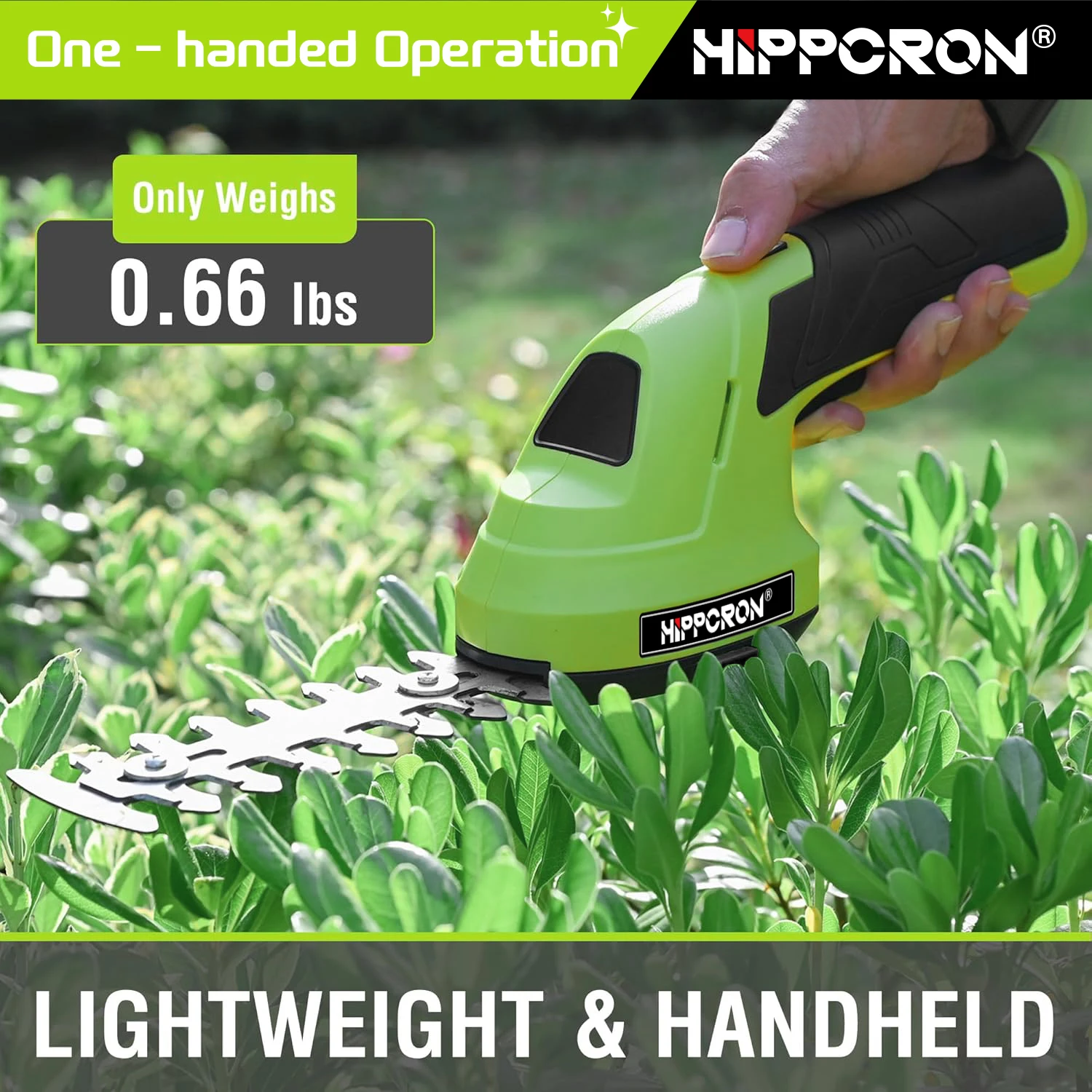 Hippcron 2-in-1 Handheld Electric Hedge Trimmer Small Household Lawn Mower Lightweight Shrub Trimmer Green Garden Bush Trimmer