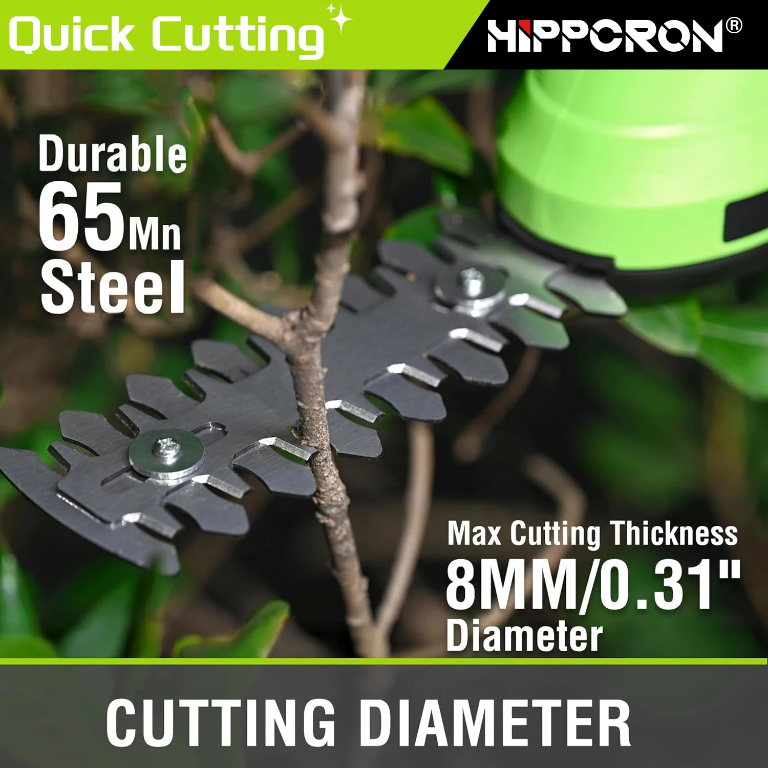 Hippcron 2-in-1 Handheld Electric Hedge Trimmer Small Household Lawn Mower Lightweight Shrub Trimmer Green Garden Bush Trimmer