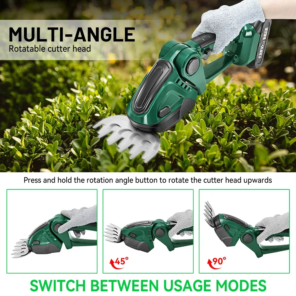 20000RPM 2 IN 1 Cordless Electric Hedge Trimmer Rechargeable Handheld Household Shrub Weeding Pruning Mower Garden Tools