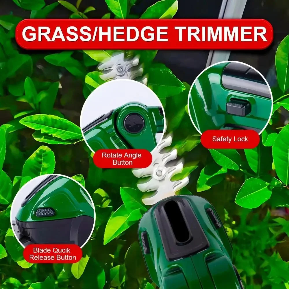 20000RPM Electric Brushless Trimmer Handheld 2 IN 1 Cordless Electric Hedge Trimmer for Makita 18V Battery Home Gardening Tools
