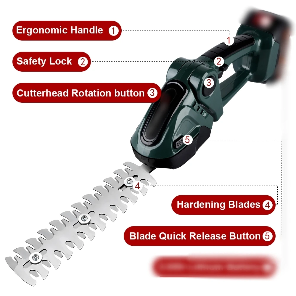 2 in 1 Electric Hedge Trimmer 20000rpm Household Lawn Mower Garden Bush Scissors Grass Scissors Power Tool for Makita Battery