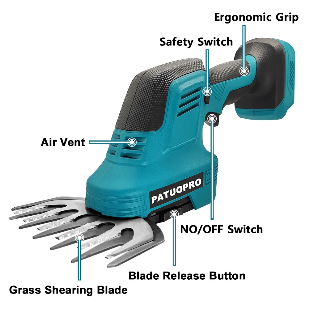 2 IN 1 Cordless Electric Hedge Trimmer Rechargeable Handheld Grass Cutter Hedge Trimmer For Makita 18V Battery(No Battery)