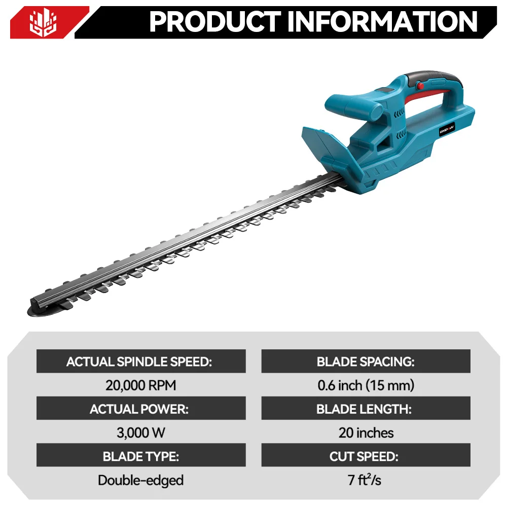 ONEVAN 3000W 6Inch Electric Hedge Trimmer Handheld Cordless Pruning Trimming Garden Lawn Mower Power Tool For Makita Battery Pin