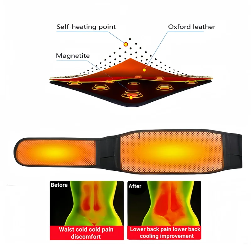 Adjustable Waist Belt Brace Self Heating Magnetic Back Waist Support Belt Lumbar Brace Massage Band