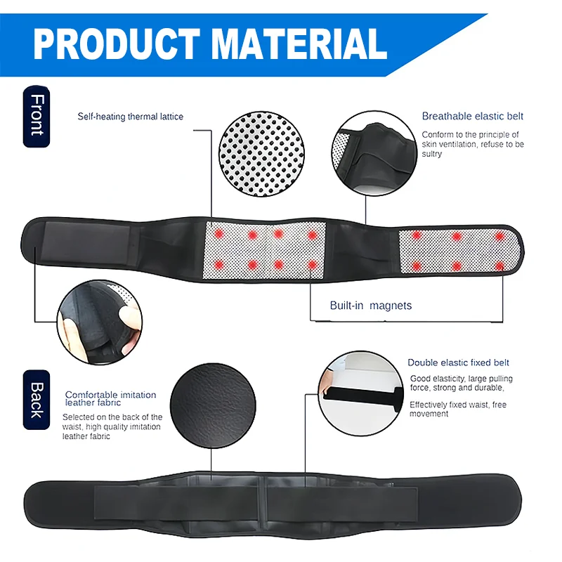 Adjustable Waist Belt Brace Self Heating Magnetic Back Waist Support Belt Lumbar Brace Massage Band