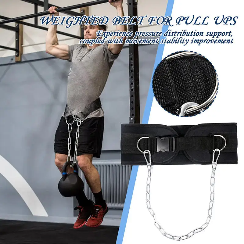 Pull up weight carrying fitness belt for men, squat horizontal bar, waist protection, back muscle strength training belt