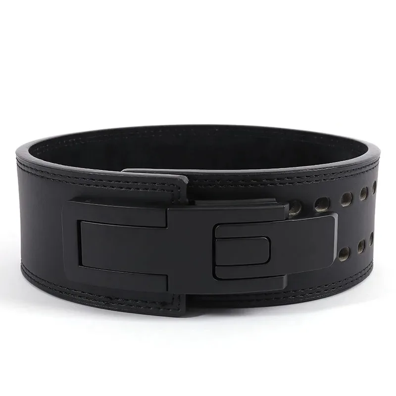 Weightlifting Belt Cowhide Leather Lever Buckle Waist Support Powerlifting Strong Pull Squat Deadlift Gym Training Powerlifters