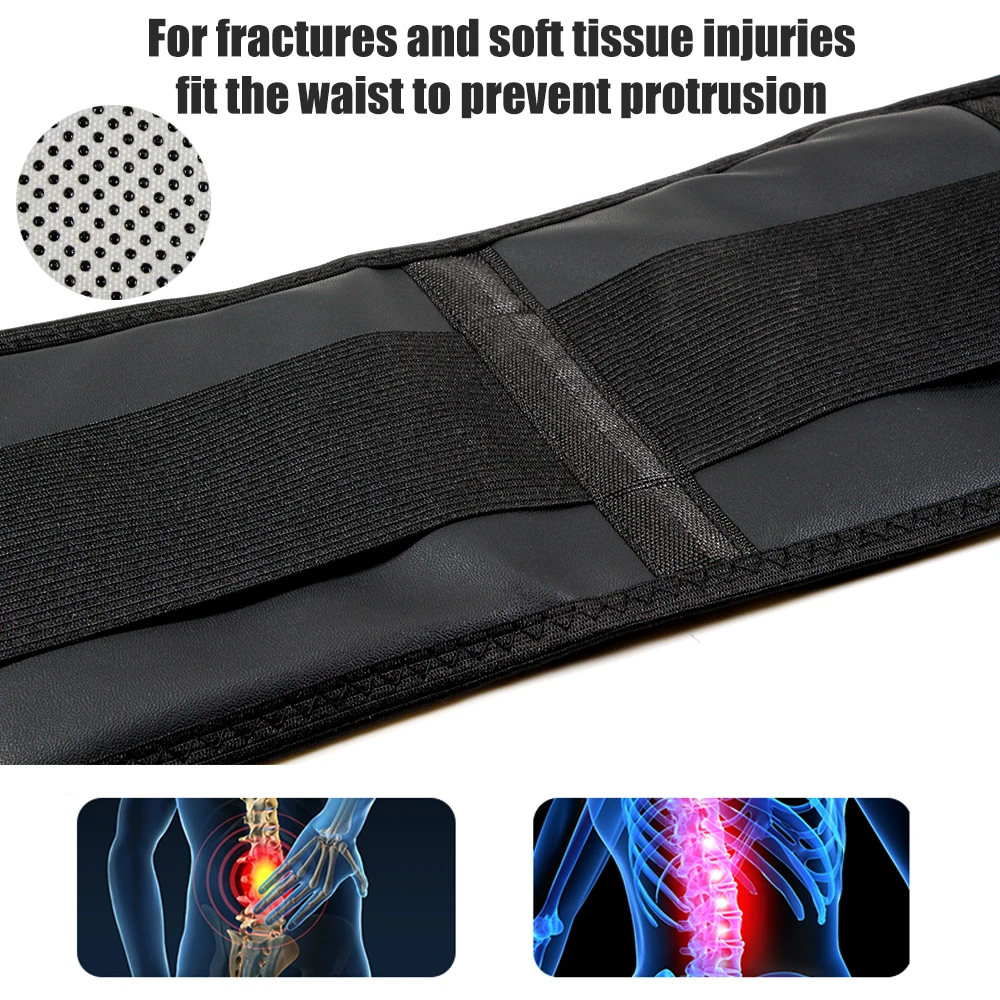 Tourmaline Self-heating Magnetic Therapy Waist Belt Lumbar Support Back Waist Support Brace Double Banded Adjustable