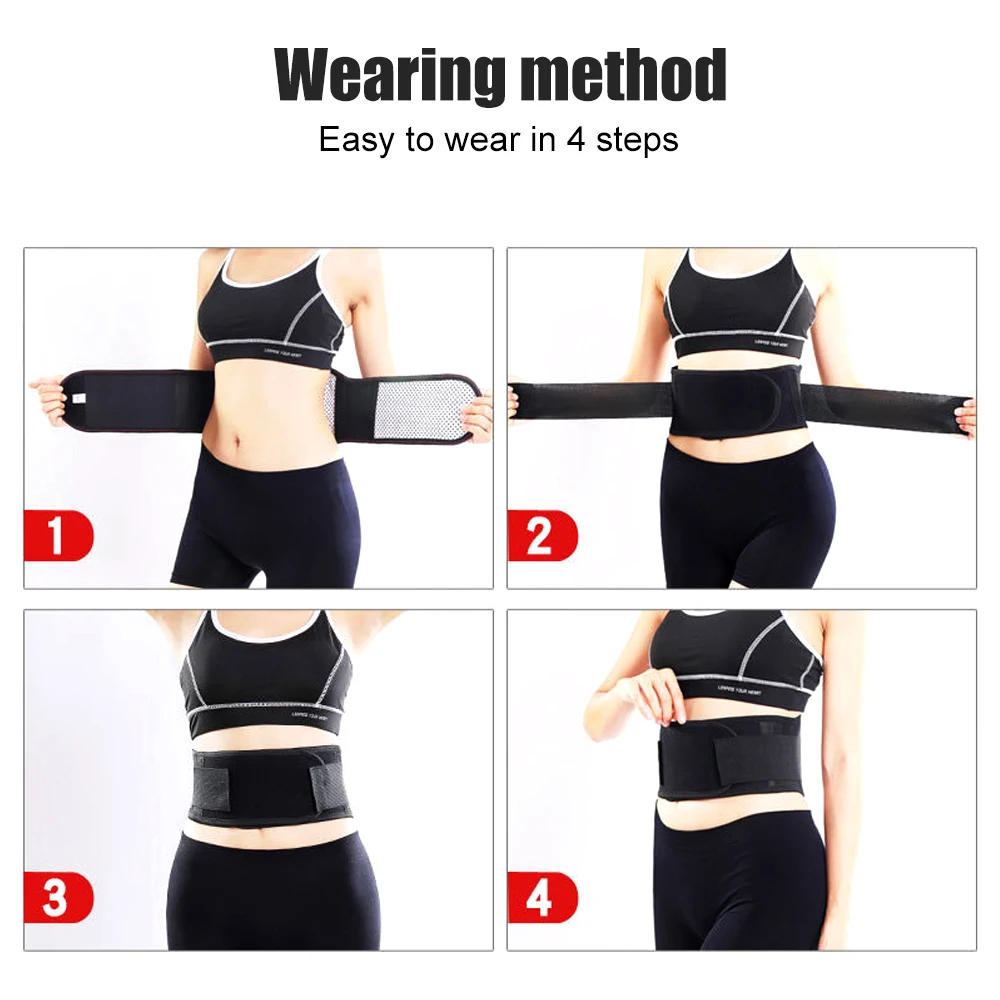 Tourmaline Self-heating Magnetic Therapy Waist Belt Lumbar Support Back Waist Support Brace Double Banded Adjustable