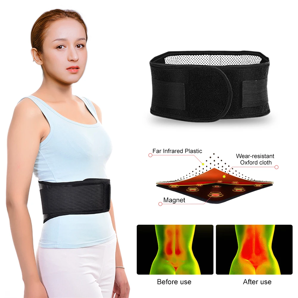 Tourmaline Self-heating Magnetic Therapy Waist Belt Lumbar Support Back Waist Support Brace Double Banded Adjustable