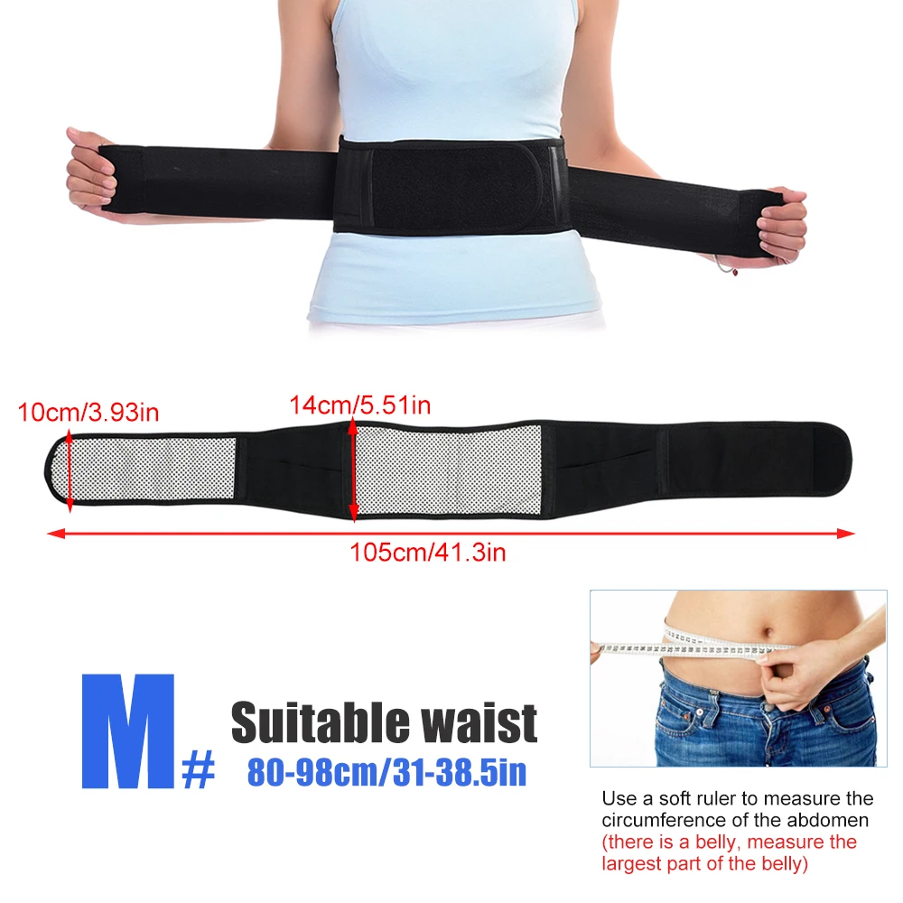 Tourmaline Self-heating Magnetic Therapy Waist Belt Lumbar Support Back Waist Support Brace Double Banded Adjustable