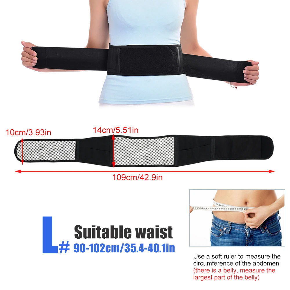 Tourmaline Self-heating Magnetic Therapy Waist Belt Lumbar Support Back Waist Support Brace Double Banded Adjustable
