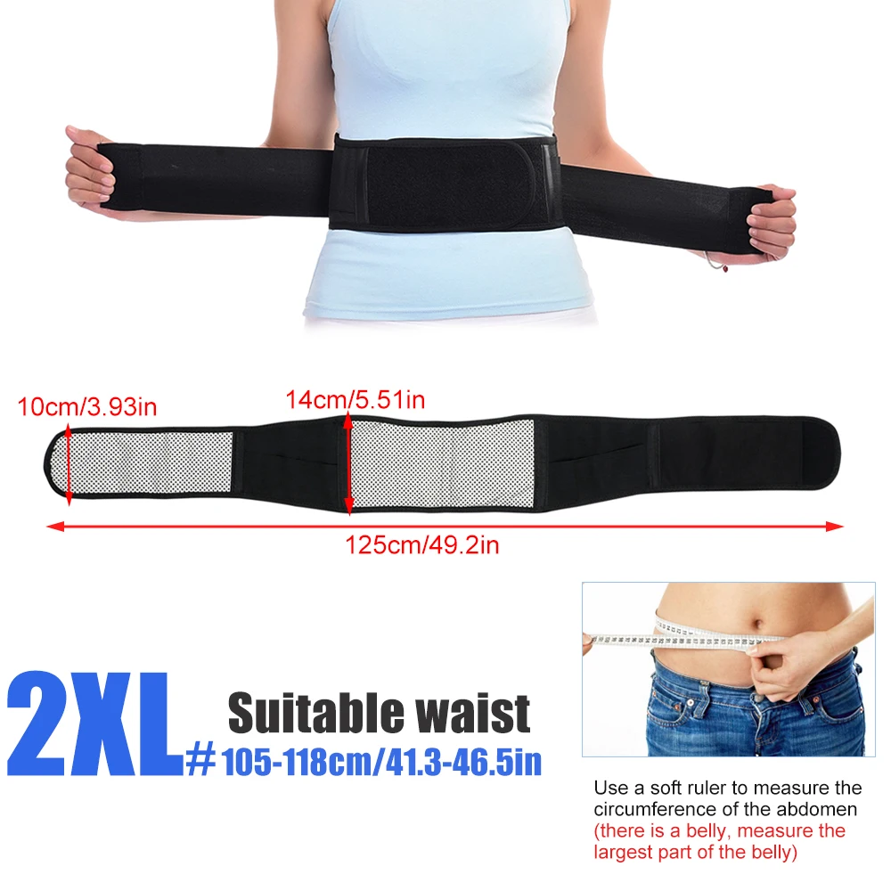 Tourmaline Self-heating Magnetic Therapy Waist Belt Lumbar Support Back Waist Support Brace Double Banded Adjustable