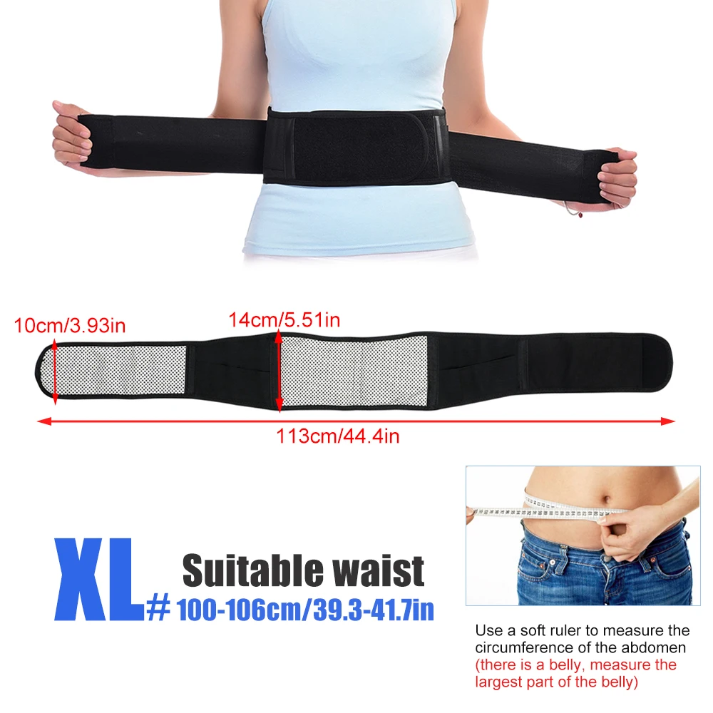 Tourmaline Self-heating Magnetic Therapy Waist Belt Lumbar Support Back Waist Support Brace Double Banded Adjustable