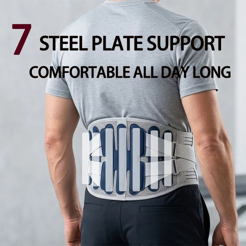 Adjustable Breathable Mesh Waist Support Belt with Steel Splints for Men Women Lightweight Lower Back Support for Work Sports