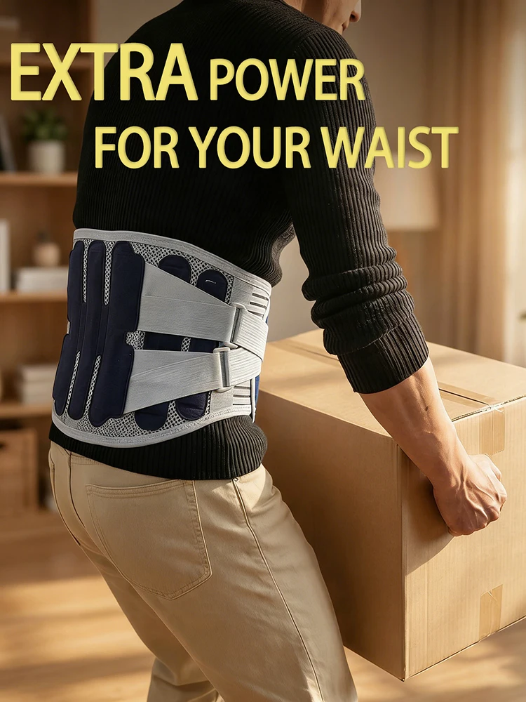 Adjustable Breathable Mesh Waist Support Belt with Steel Splints for Men Women Lightweight Lower Back Support for Work Sports