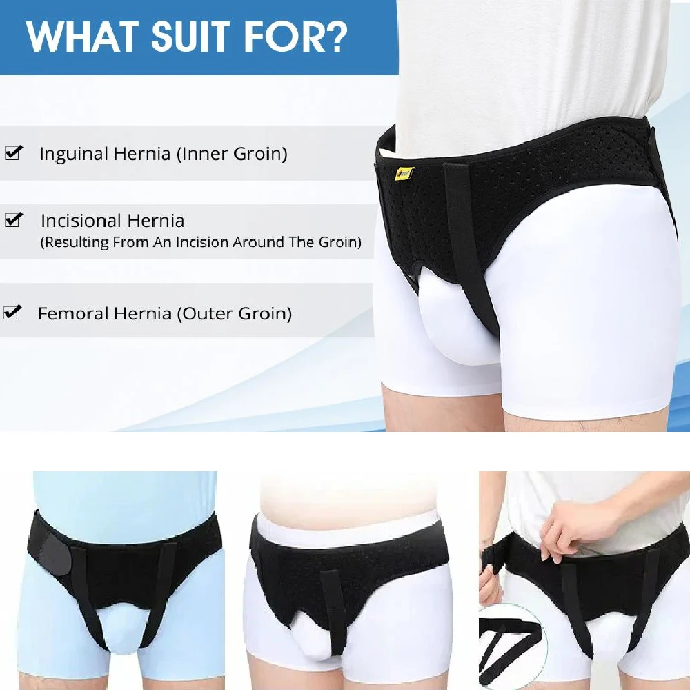 1PCS Hernia Belts for Men， Adjustable Inguinal Hernia Support Belt for Men & Women with 2 Compression Pads，Hernia Support Truss
