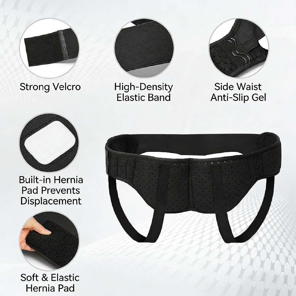 1PCS Hernia Belts for Men， Adjustable Inguinal Hernia Support Belt for Men & Women with 2 Compression Pads，Hernia Support Truss