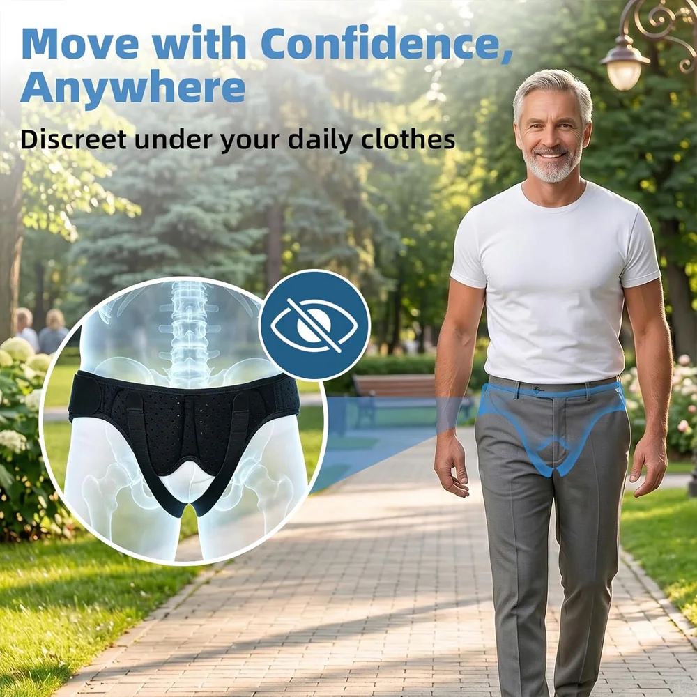 Hernia Belt for Bilateral, Double/Single Inguinal, Groin Hernia Support Truss for Men Women, with 2 Removable Compression Pads