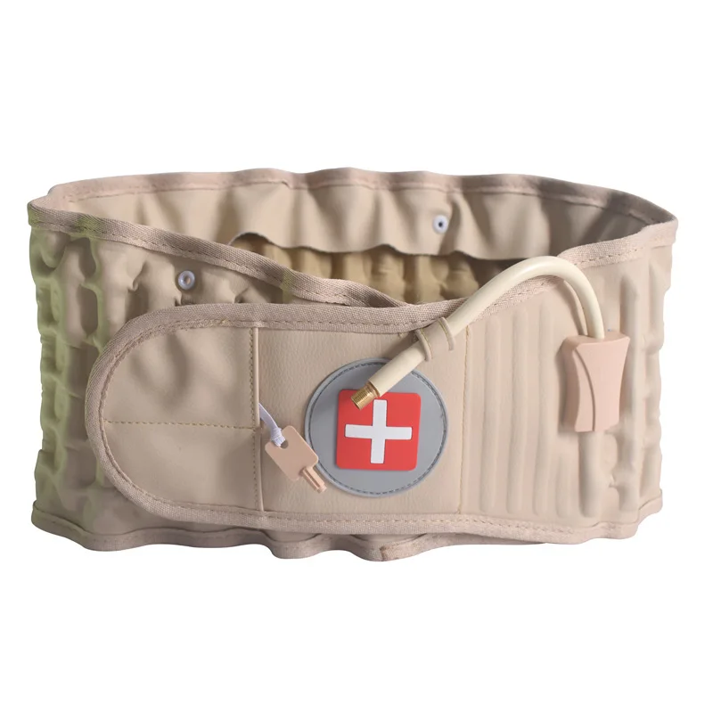 Unisex Inflatable Waist Belt with PU Leather Air Traction Back Support for Low Back Pain Relief Adjustable Adult Protective Gear