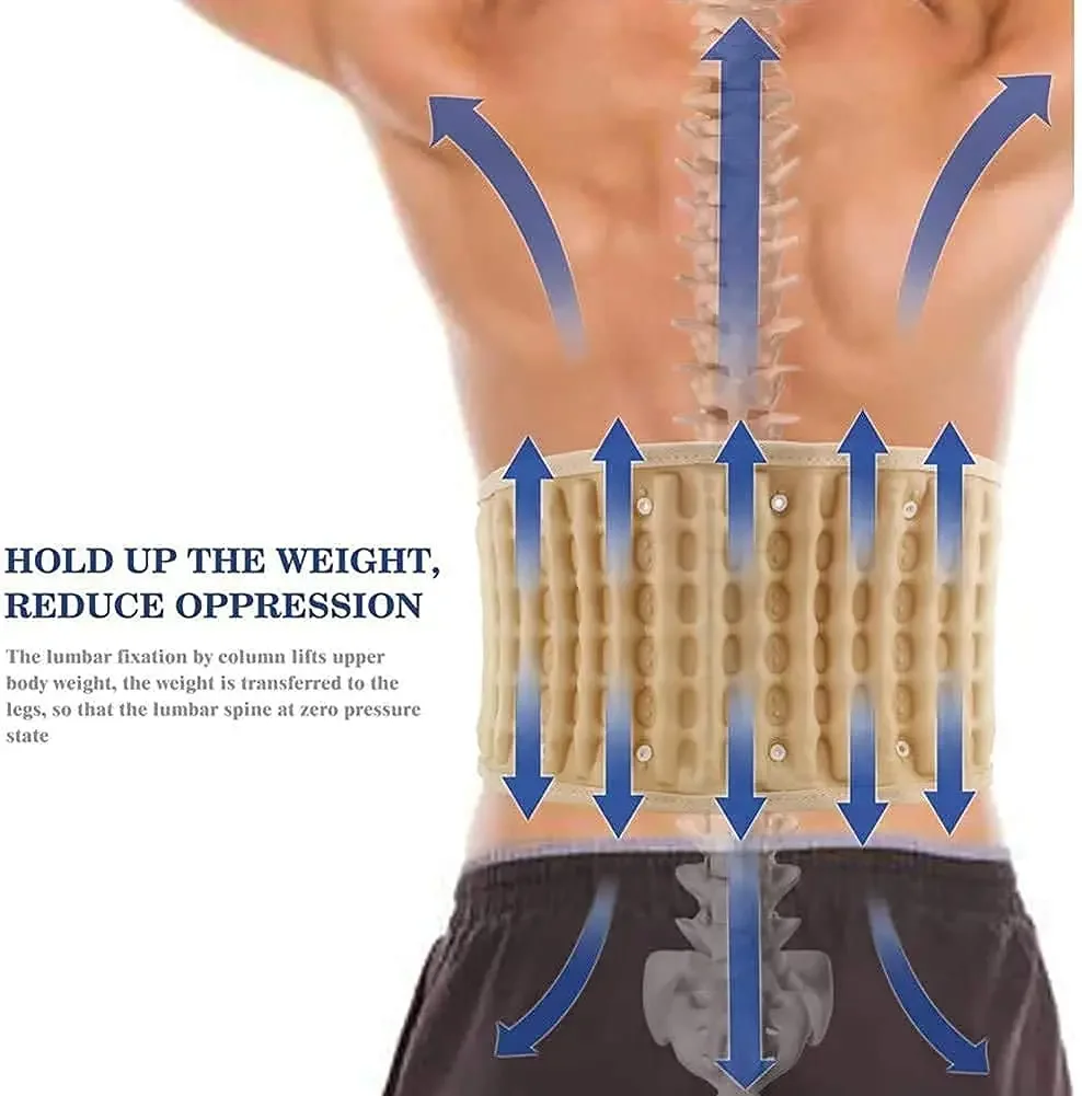 Unisex Inflatable Waist Belt with PU Leather Air Traction Back Support for Low Back Pain Relief Adjustable Adult Protective Gear