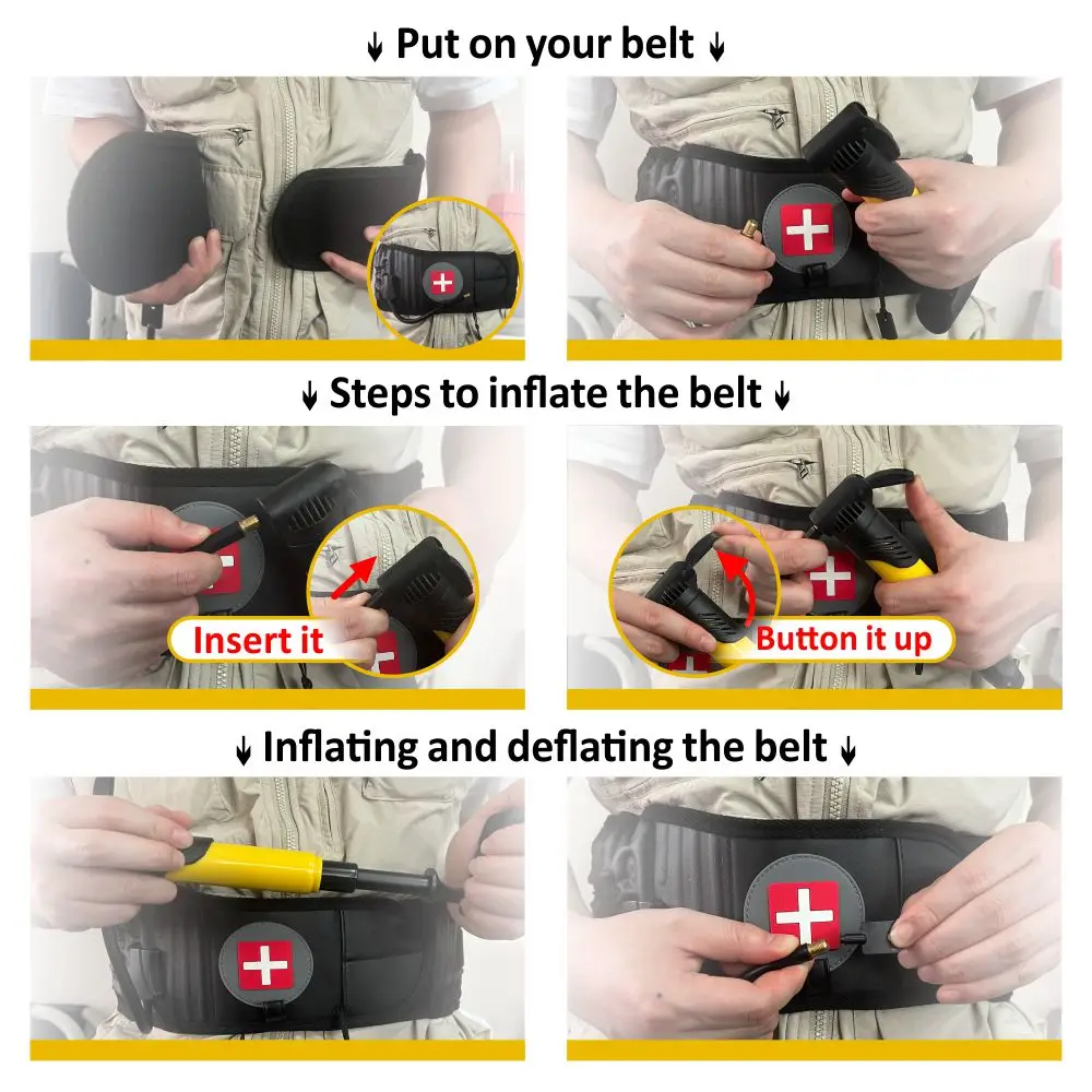 Unisex Inflatable Waist Belt with PU Leather Air Traction Back Support for Low Back Pain Relief Adjustable Adult Protective Gear