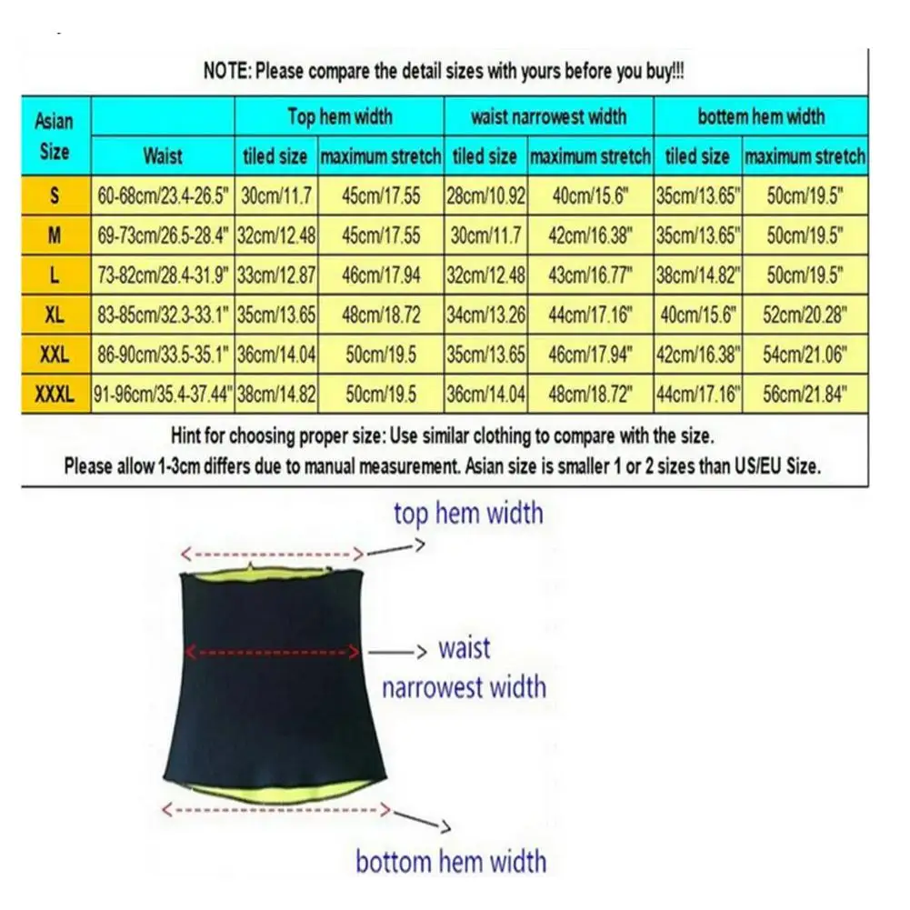 Waist Trimmer Belly Wrap Sport Sweat Band Abdominal Trainer Weight Loss Body Shaper Tummy Control Gym Sweat Belt Slimming Belt