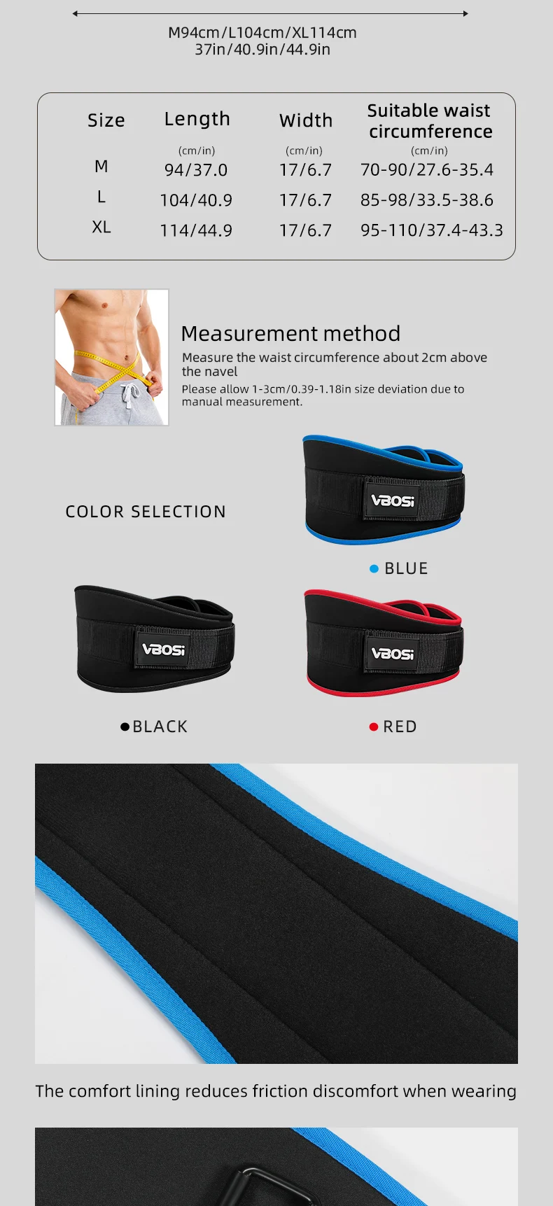 VBOSi 1 Piece Adjustable Weightlifting Belt β Strong Core Support for Gym, Training & Powerlifting