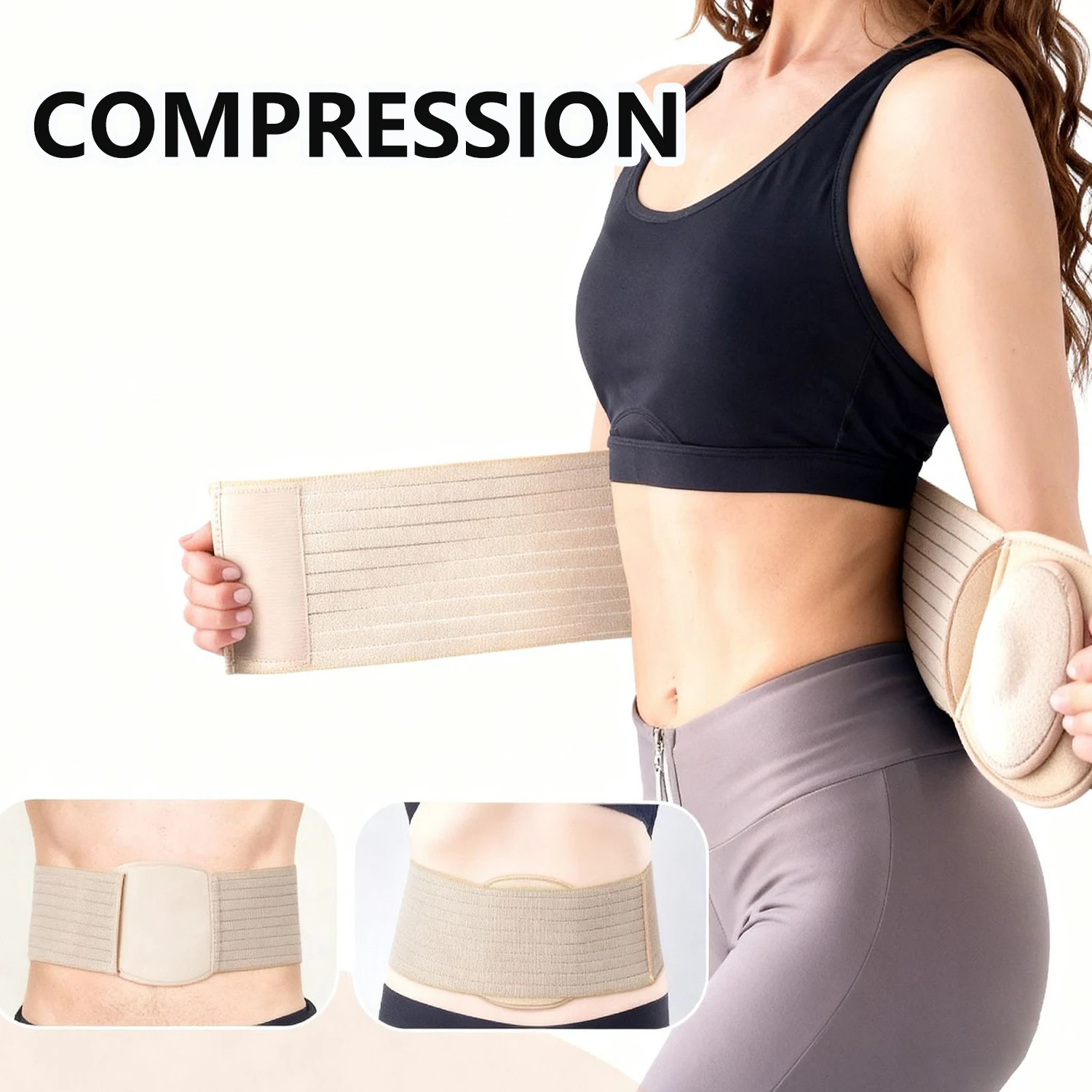 Umbilical Hernia Belt,Abdominal Support Binder with Compression Pad,for Navel Ventral Epigastric Incisional Belly Button Hernias