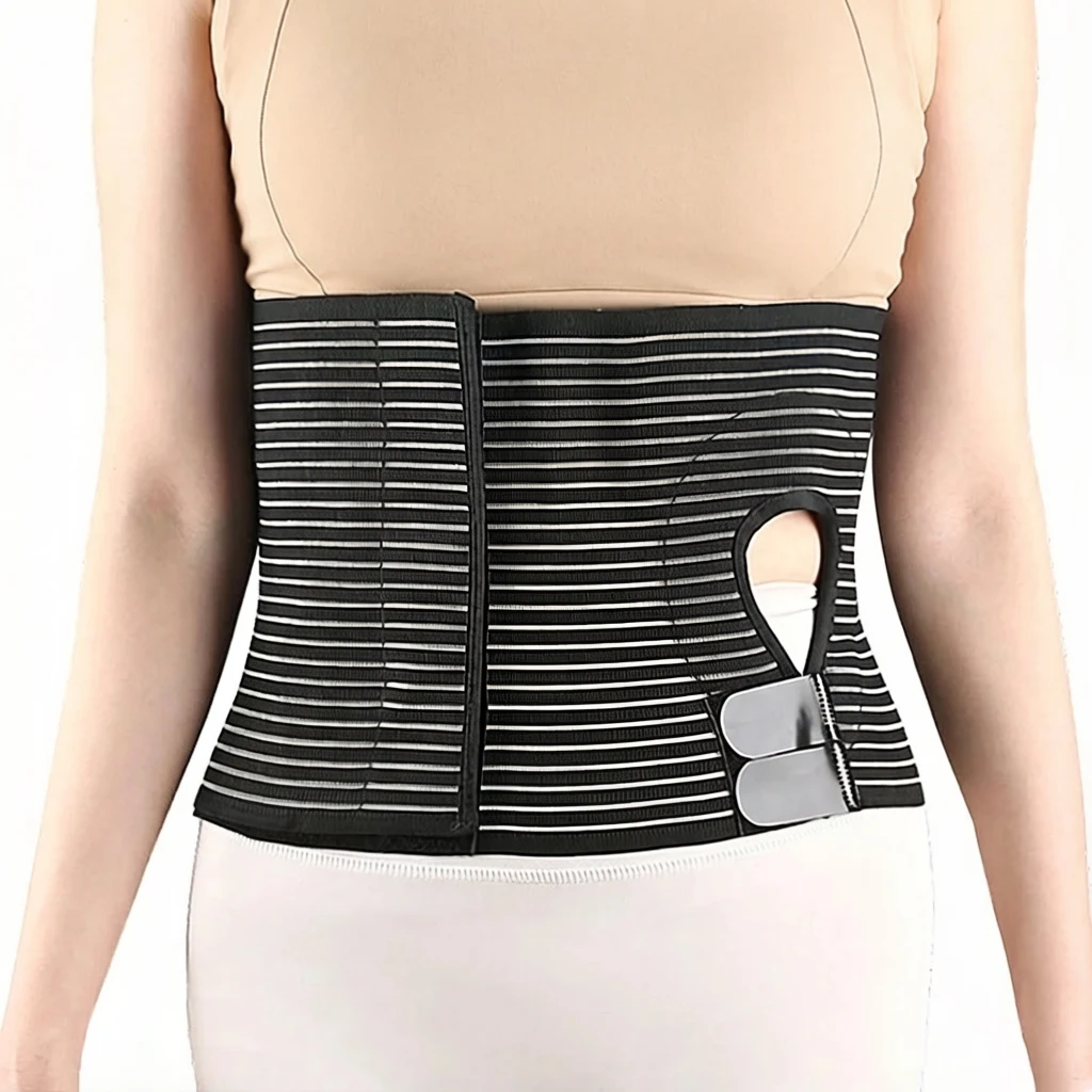 Elastic Ostomy Waist Belt Unisex Stoma Abdominal Binder Brace Prevent Parastomal Hernia Colostomy Care Waist Belt Black