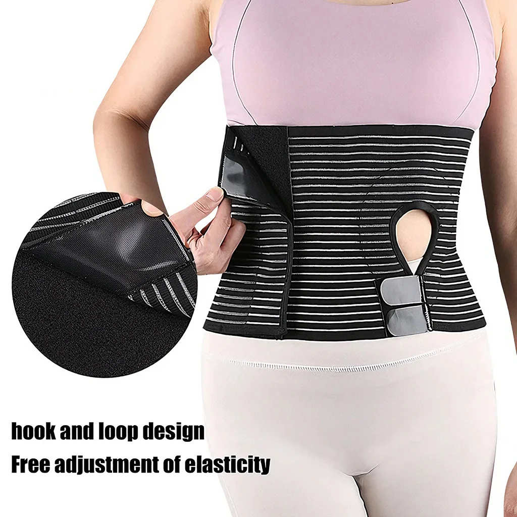 Elastic Ostomy Waist Belt Unisex Stoma Abdominal Binder Brace Prevent Parastomal Hernia Colostomy Care Waist Belt Black