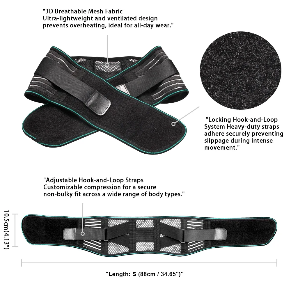 1PCS Lower Back Brace for Pain Relief- Adjustable Lumbar Support Belt with 4 Steel Stays,Breathable & Posture Corrector for Work