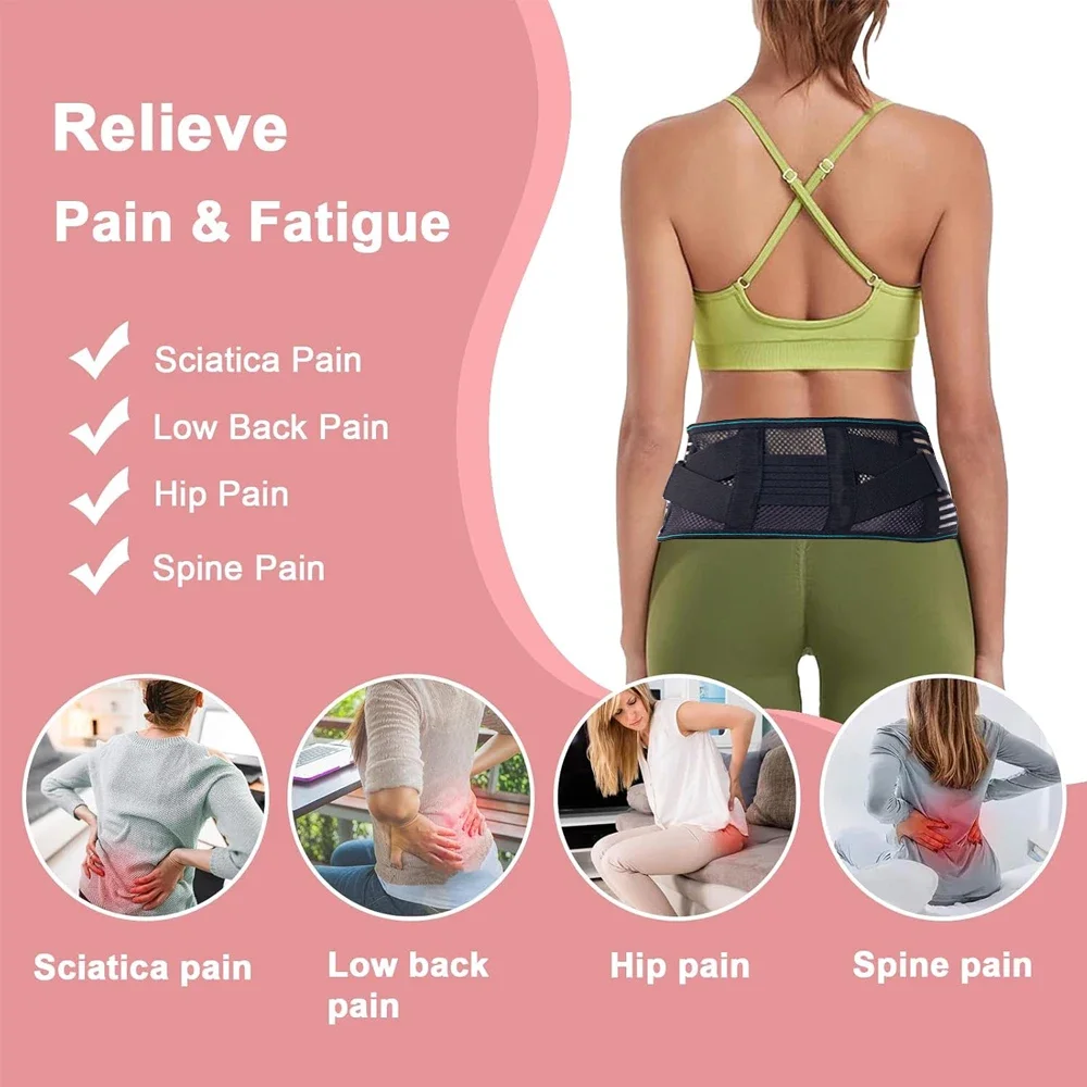 1PCS Lower Back Brace for Pain Relief- Adjustable Lumbar Support Belt with 4 Steel Stays,Breathable & Posture Corrector for Work