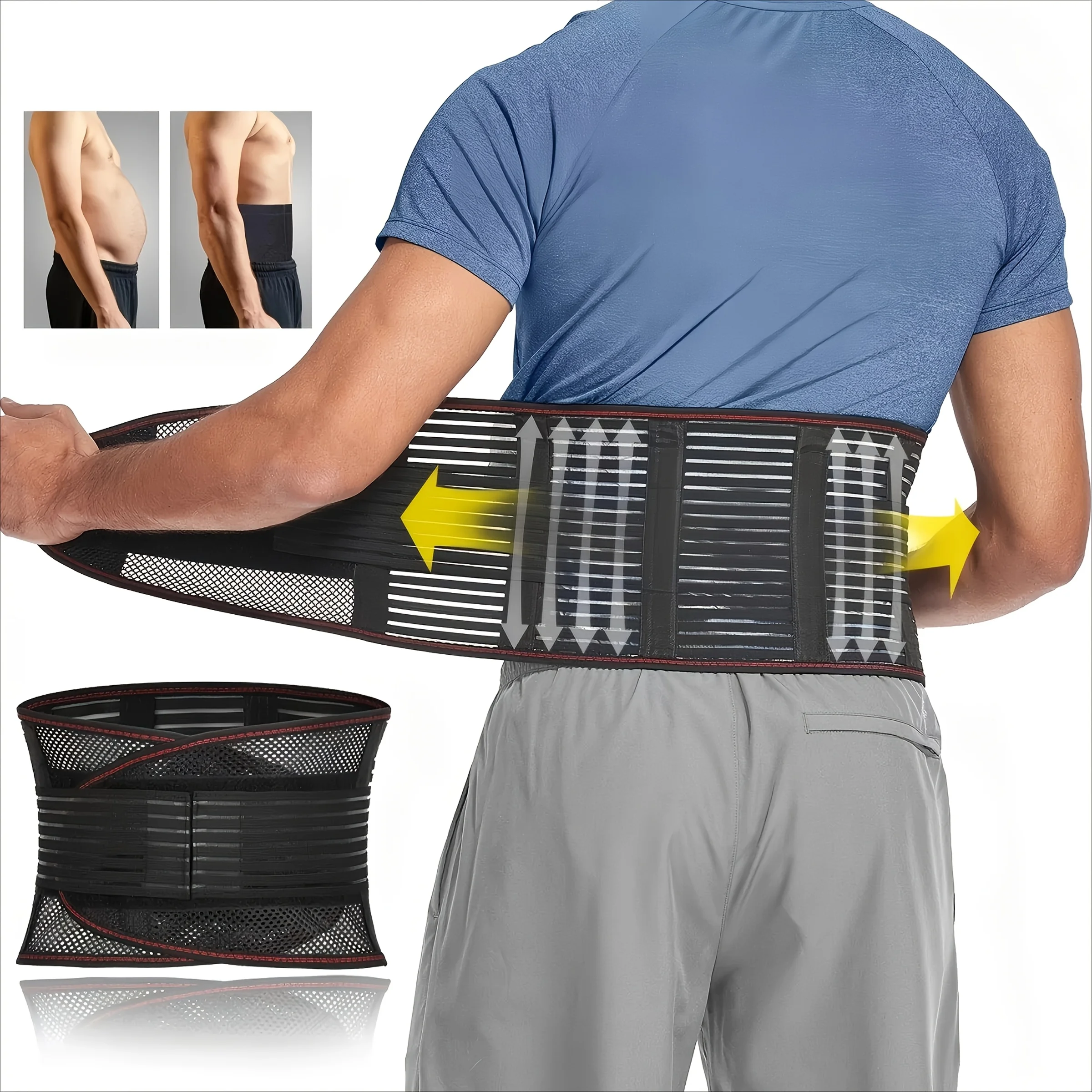 1pc Adjustable Back Support Belt, Breathable Mesh Lumbar Support Brace for Work Sports, Waist Protector for Men Women