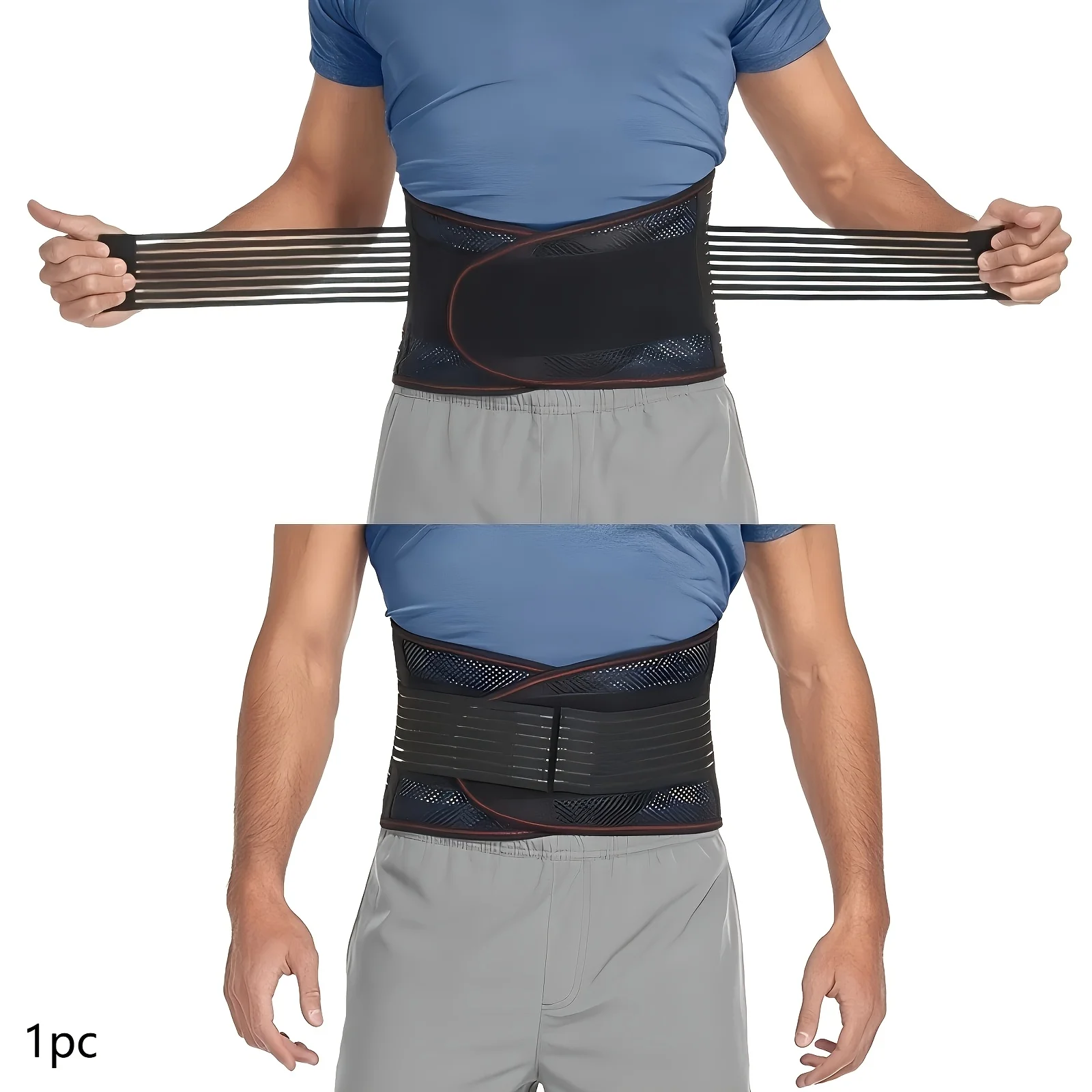 1pc Adjustable Back Support Belt, Breathable Mesh Lumbar Support Brace for Work Sports, Waist Protector for Men Women