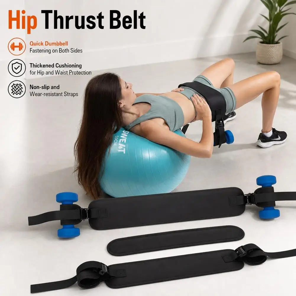 Weight-Bearing Waist Belt Dumbbell Hip Thrust Belt Hip Thrust Weight Lifting Belt Portable Glute Bridge Training Strap Home Gym