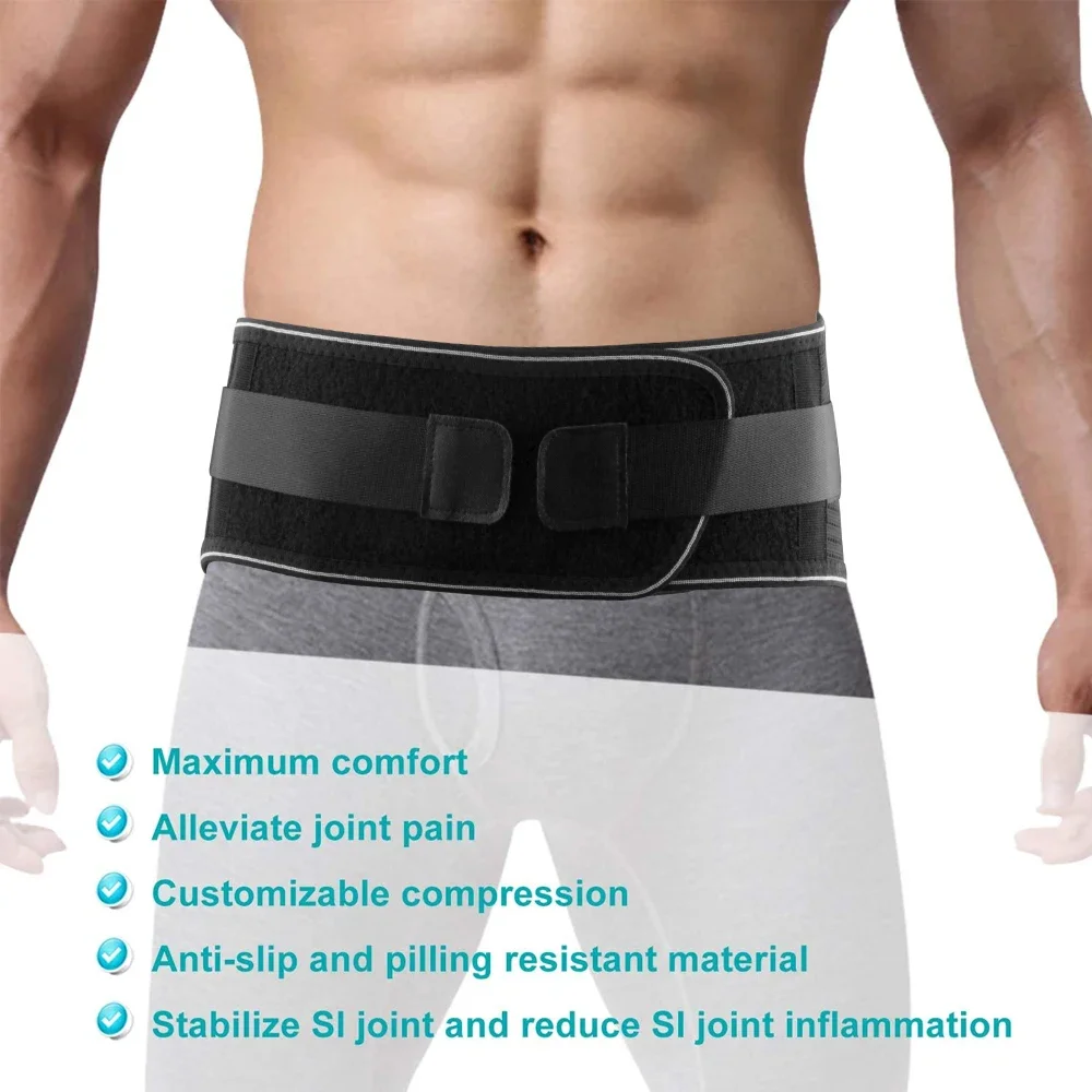 Sacroiliac SI Joint Belt with Dual Tension Straps, Breathable Pelvic Support Brace for Sciatica, Postpartum Recovery & Hip Pain