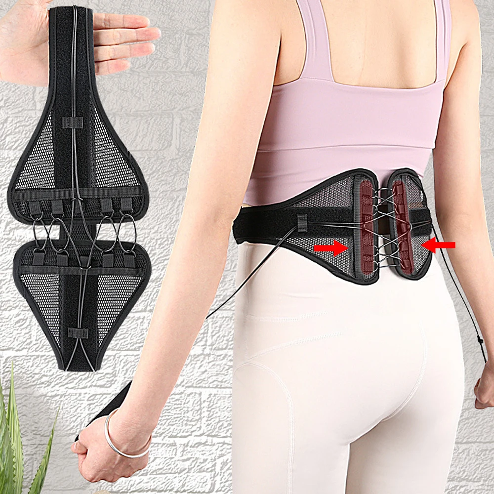 Adjustable Lower Back Brace with Pulley System - Lumbar Back Support Belt for Men Women - Compression to Relieve Lower Back Pain
