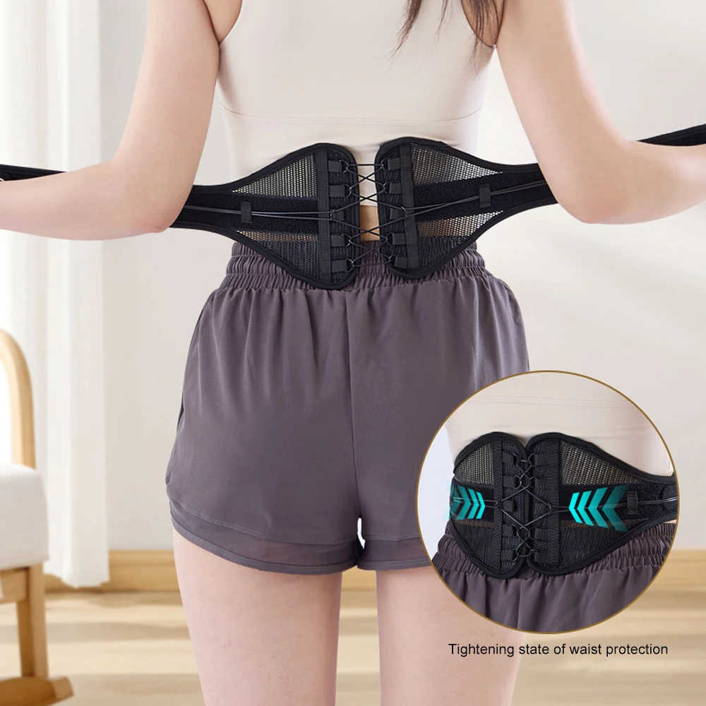 Adjustable Lower Back Brace with Pulley System - Lumbar Back Support Belt for Men Women - Compression to Relieve Lower Back Pain