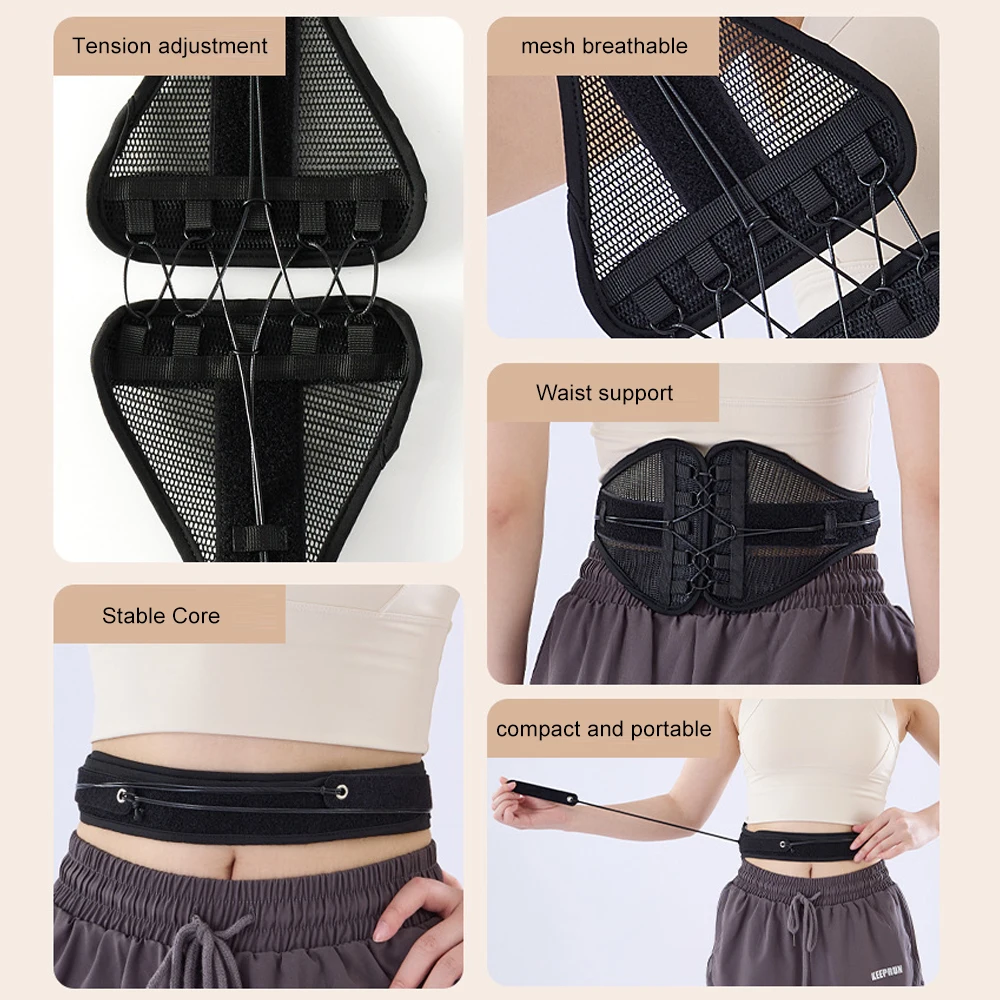 Adjustable Lower Back Brace with Pulley System - Lumbar Back Support Belt for Men Women - Compression to Relieve Lower Back Pain