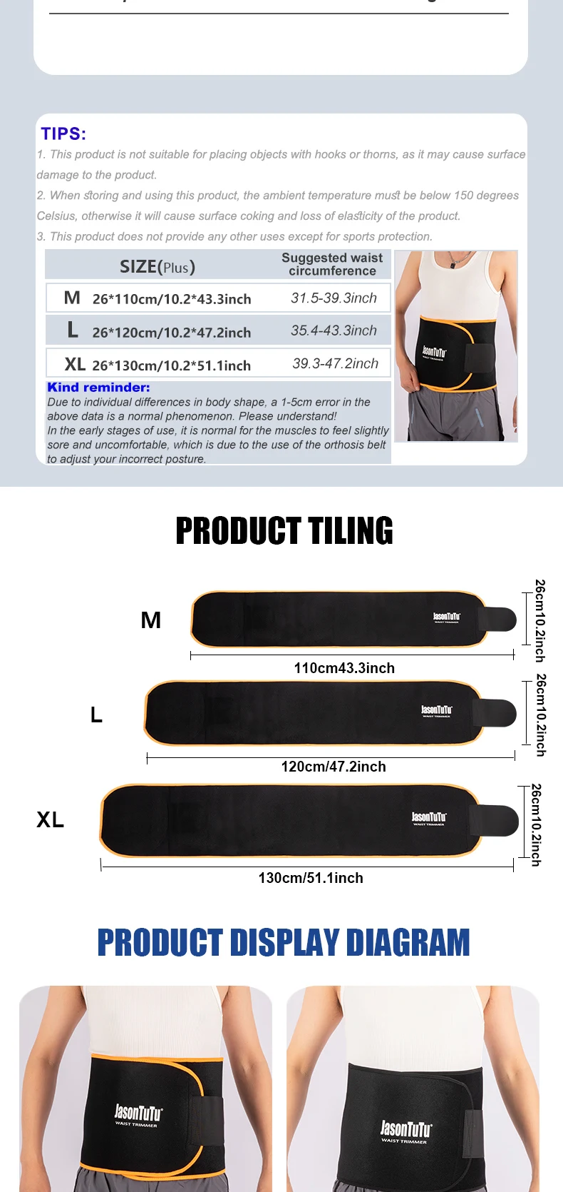 JASONTUTU Waist Trimmer Belt Slim Men Body Shaper Cinchers Tummy Control Neoprene Sweat Wrap for Stomach and Back Lumbar Support