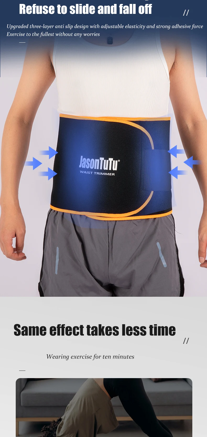 JASONTUTU Waist Trimmer Belt Slim Men Body Shaper Cinchers Tummy Control Neoprene Sweat Wrap for Stomach and Back Lumbar Support