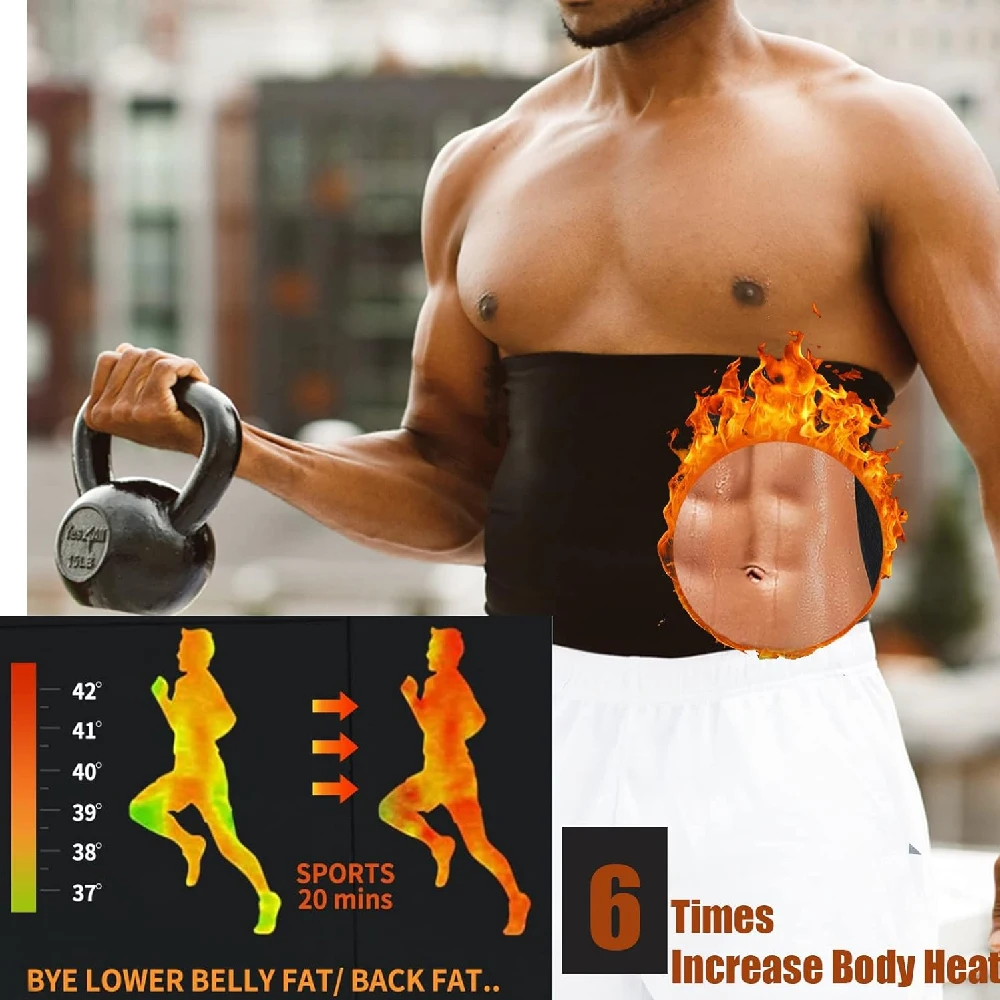 1PCS Men's Waist Trimmer Sauna Belt, Neoprene-Free Waist Cincher, Sweat Slimming Workout Shaper Belt for Belly Fat