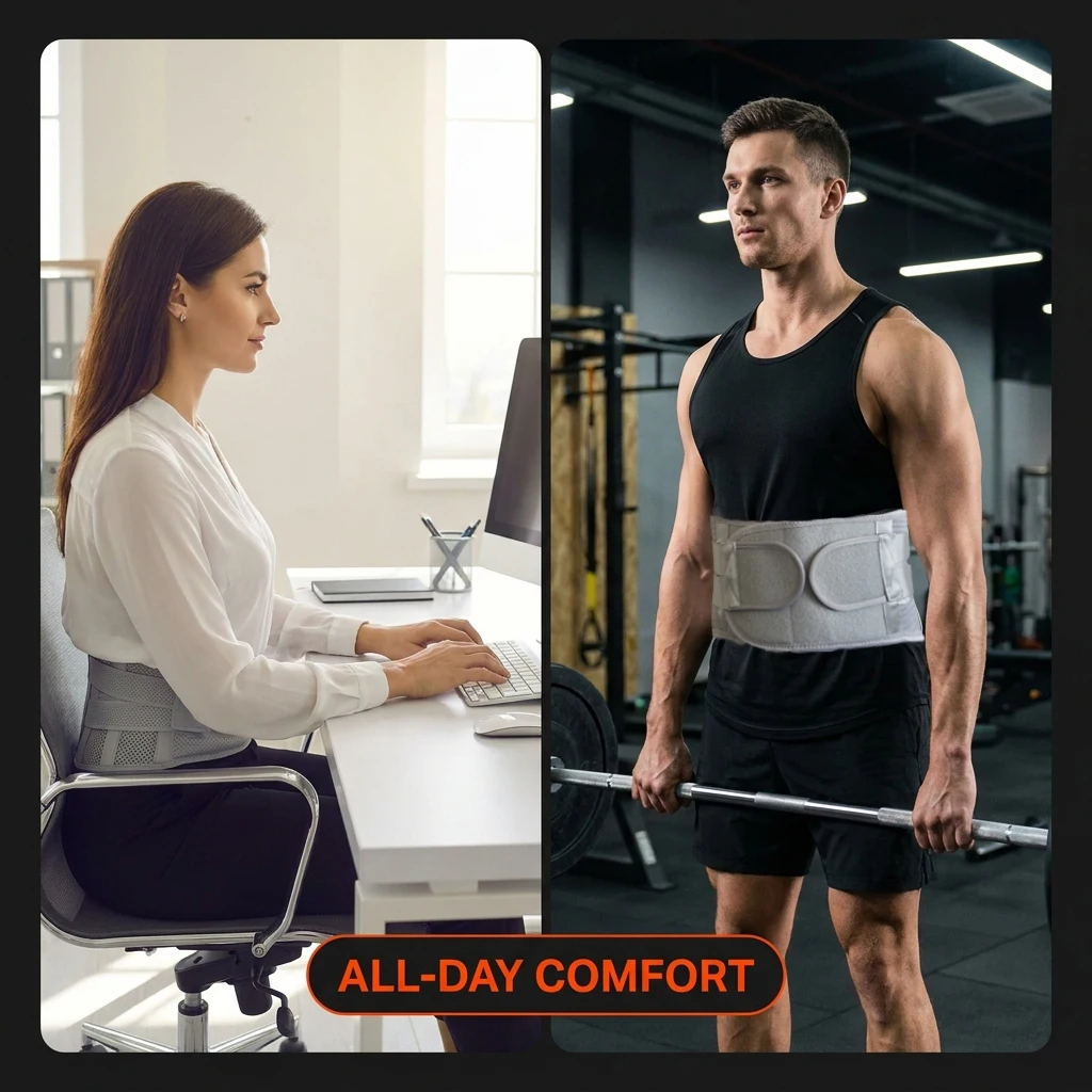 Adjustable Lumbar Support Belt Breathable Back Brace For Gym Weightlifting Workout And Daily Office Sitting Relief