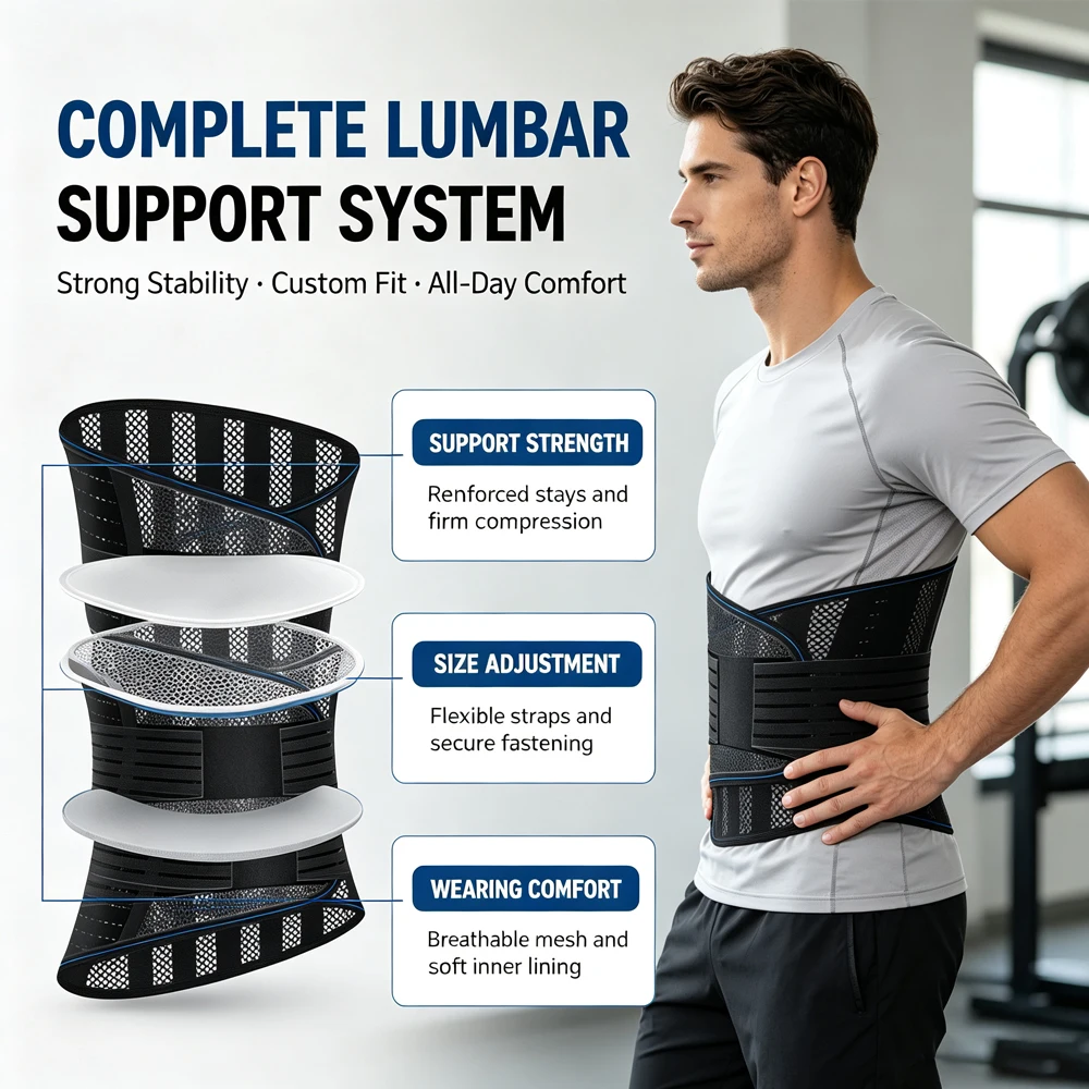 1PCS Lumbar Support Belt with Lumbar Pad,Ergonomic Breathable 3D Knit Back Brace for Lower Back Pain Relief & Sciatica Men Women